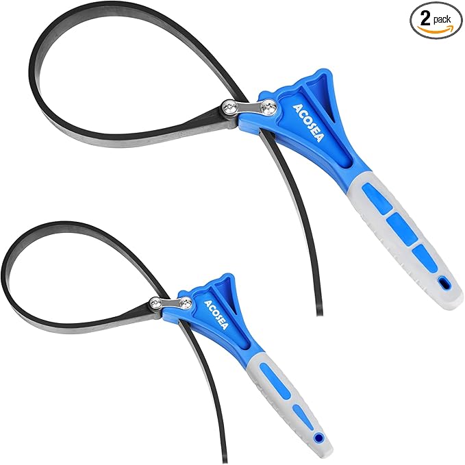 2-Pack Strap Wrench, 6" and 4" Rubber Strap, Adjustable Blet Jar Opener, Water Filter Plumbing Faucet Tool