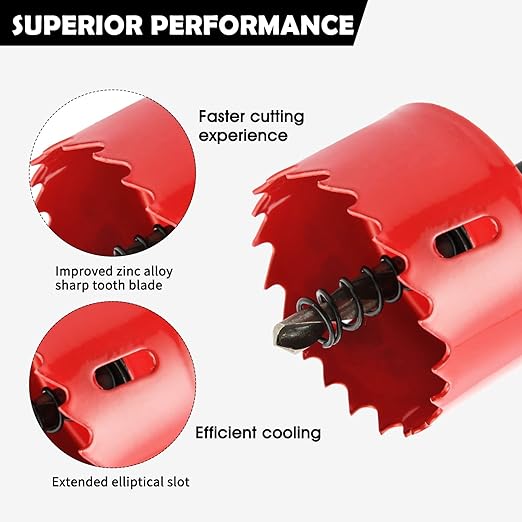 12PCS Bi-Metal Carbide Hole Saw Kit with Drill Bits for Thin Metal and Wood,Cutting Diameter 45/64'' to 2-15/16'',for Gerneral Purpose