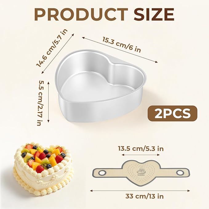 6 Inch Heart Shaped Cake Pan Set - Image 2