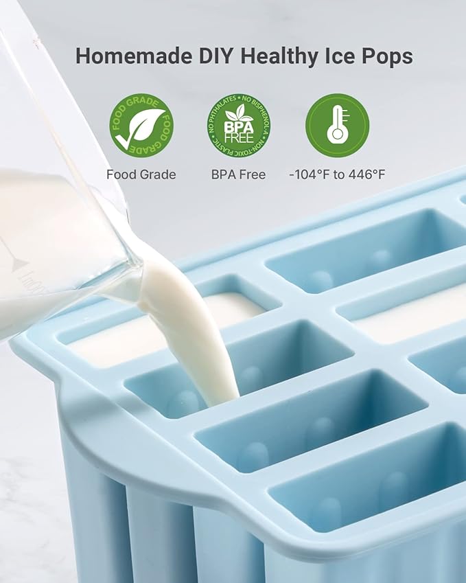 Popsicles Molds, MEETRUE 12 Pieces Silicone Popsicle Molds Easy-Release - Image 2