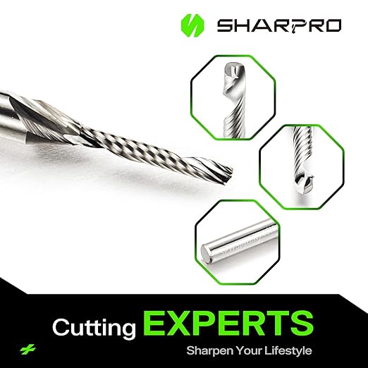O Flute Upcut Spiral Router Bits 1/8 Inch Shank 1.5mm Inch Cutting Dia. Carbide Single Flute CNC Router Bits, Ideal for Aluminum, Plastic, Acrylic, Wood, MDF and PVC (5PCS)