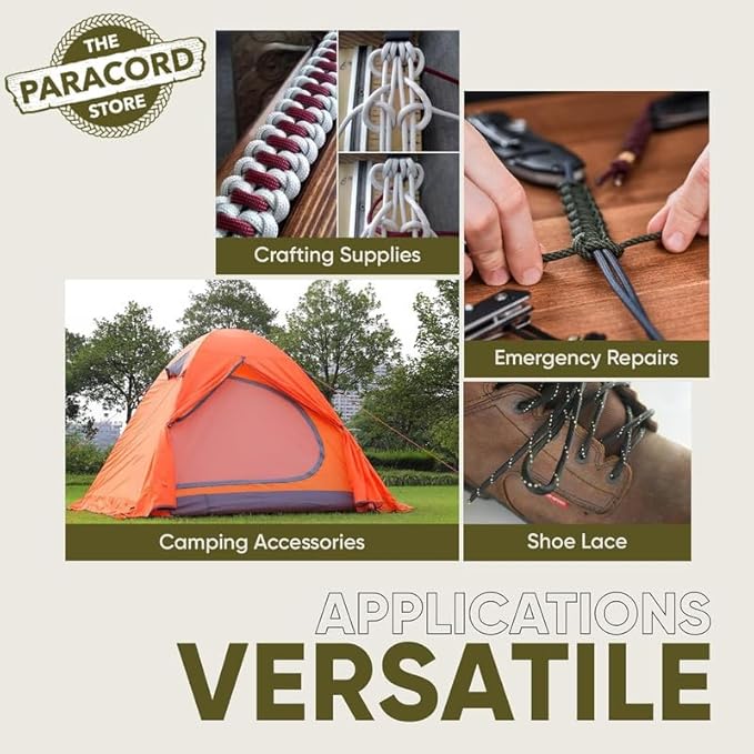 The Paracord Store | Type III 550 Paracord - 250 FT Spool, Imperial Red | Heavy Duty 7 Strand Tactical Paracord - USA Made Nylon Outdoor Parachute Cord for Camping, Fishing & More - Survival Cord