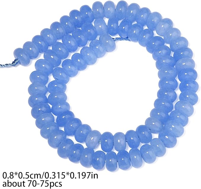 Songxi 5x8mm Natural Light Blue Colored Jade Stone Rondelle Beads, Gemstone - Image 2
