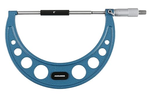 Accusize Industrial Tools 6-7'' Ultra-Precision Carbide Tipped M-Type Outside Micrometer, Resolution 0.0001'', Eg00-0007