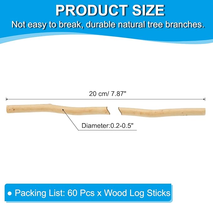 PATIKIL 60 Pcs / 20cm Wood Log Sticks, 0.2-0.5inch in Diameter Natural Driftwood - Image 2