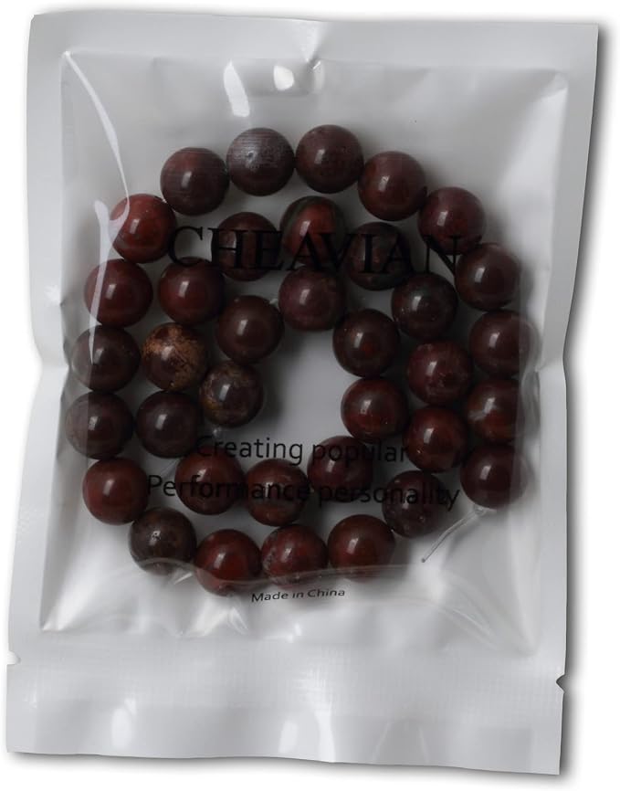 35PCS 10mm Natural Red Brecciated Jasper Gemstone Round Loose Beads Stone Beads - Image 5