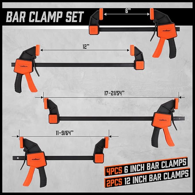 HORUSDY 8-Pack Bar Clamps for Woodworking, Wood Working Clamp Sets, Quick - Image 2