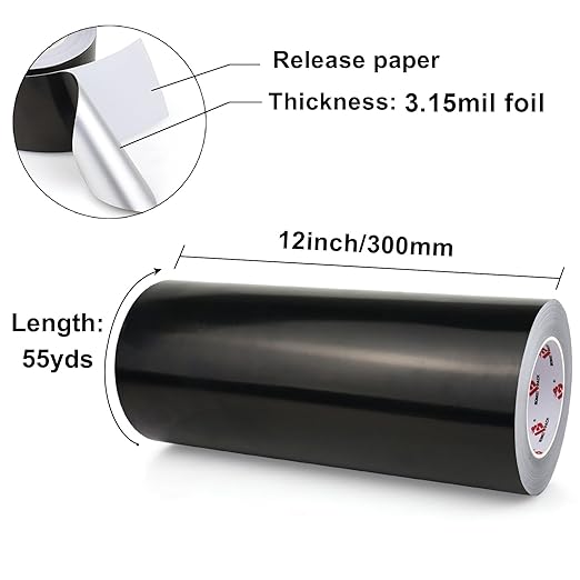 BOMEI PACK Black Aluminum Tape, 12 Inch x 165 Feet, HVAC Sealing & Patching, Pipe & Metal Repair, Waterproof & Temperature Resistant