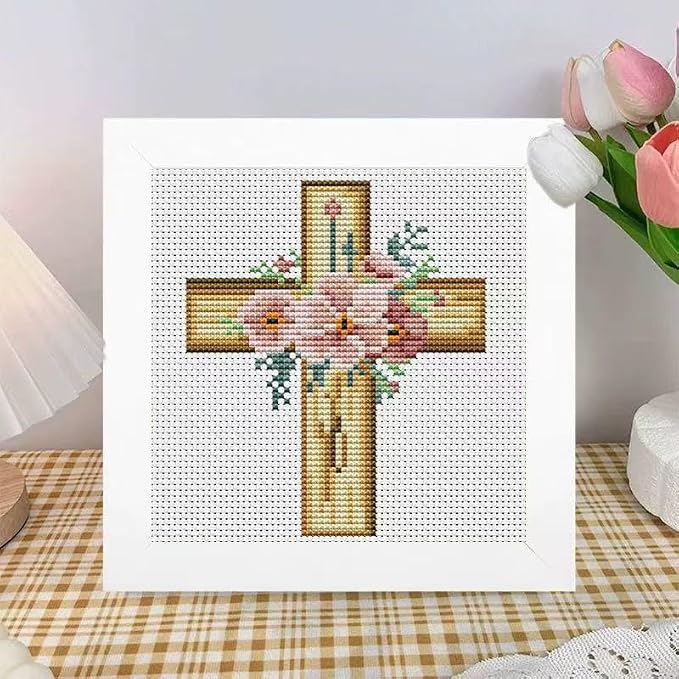 Tiwabb Cross Stitch Kits for Beginners, Flowers Stamped Cross Stitch for Adults - Image 2
