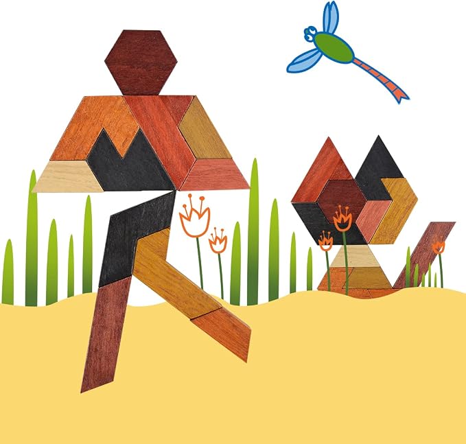 KINGOU Hexagon Tangram Puzzle Wooden Brain Puzzles - Image 5
