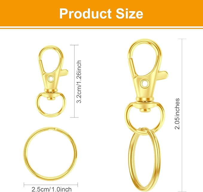 60PCS Keychain Making Kit, Including 30PCS Keychains Clips Hooks and 30PCS Key - Image 3