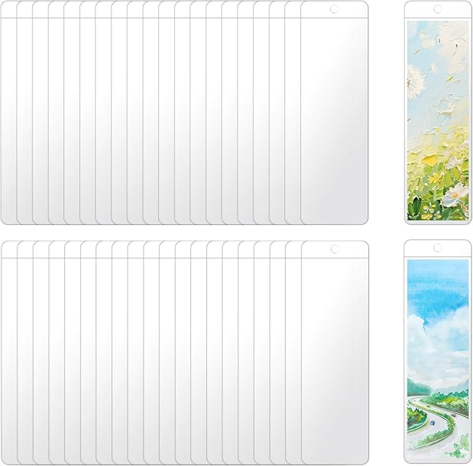 60 Pack Clear Bookmark Sleeves, 5.7 x 1.81in Blank Bookmark Holders by WSICSE