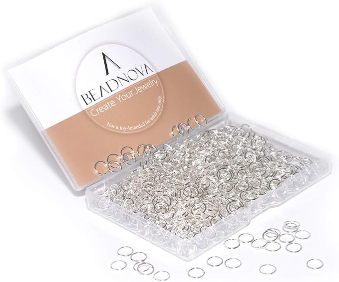 BEADNOVA 8mm Open Jump Rings Silver Jump Rings by BEADNOVA