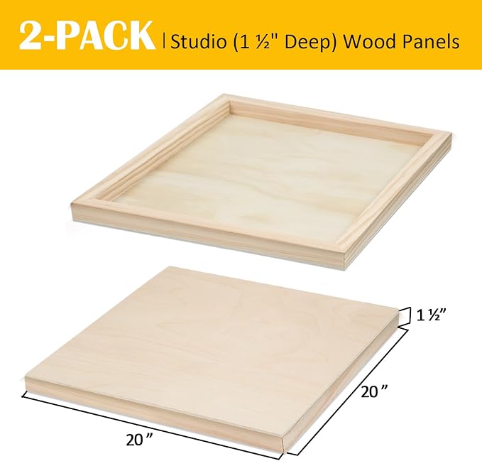Falling in Art 2 Pack 20x20'' Unfinished Gallery Birch Wood Canvas Panels | 1 - Image 2