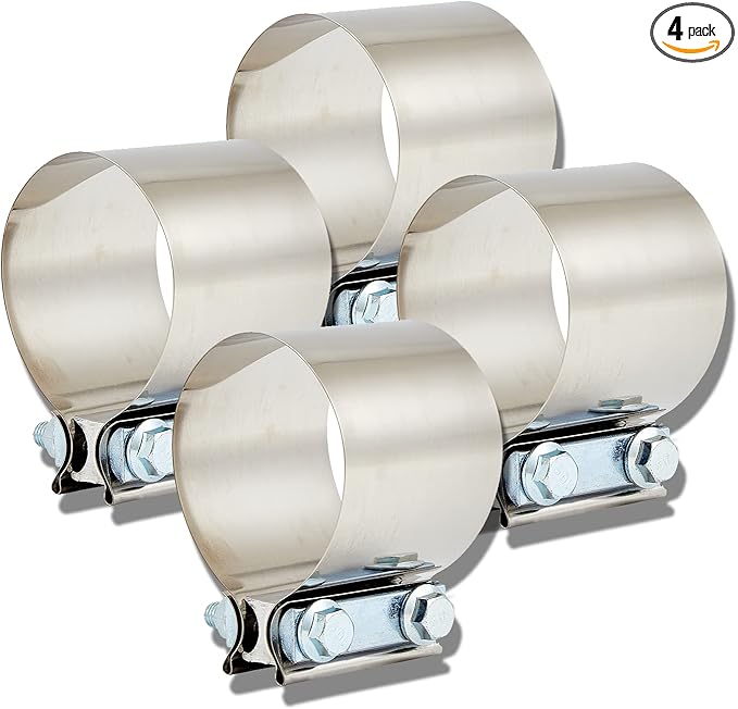 Butt Joint Band Clamps,Exhaust Muffler Clamp Exhaust Pipe Clamps Sleeve Stainless Steel (4, 3'')