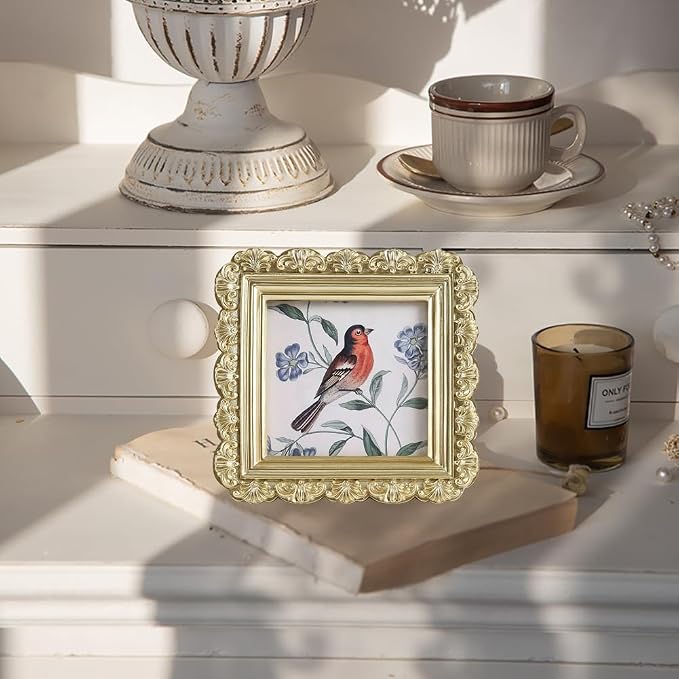 Vintage Picture Frames 3x3 Square Gold Antique Picture Frames - Image 3