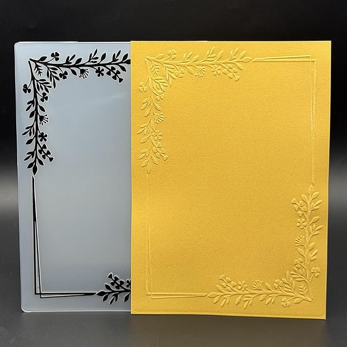 3D Plastic Embossing Folder TemplateFloral Vine Border Texture 5x7 Inch - Image 4