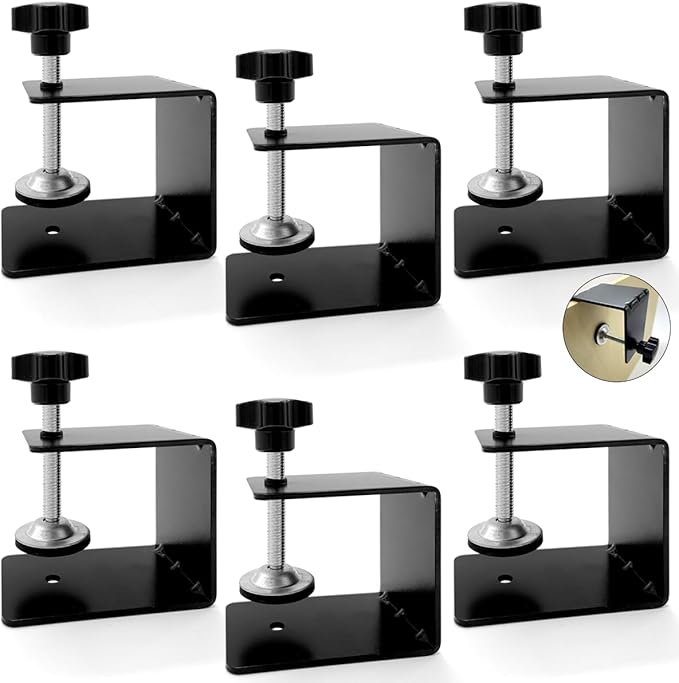 Drawer Front Installation Clamps, Cold-Rolled C Clamps for Woodworking, Door Installation Tools and Cabinet Tools with Protective Pads (6 Pcs)