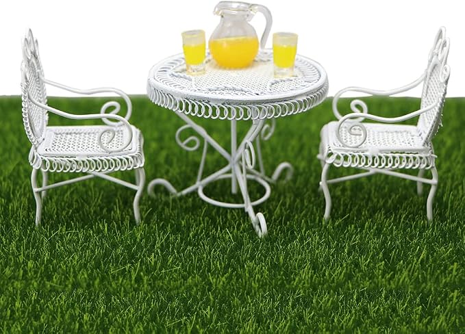 Dollhouse Miniature Bistro Table & Chairs Set Accessories Metal 1:12 Scale by Cuteminifulfillsallyourfantasiesabouttheminihomeinyourdreams