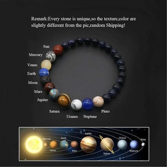 ONLYJUMP Planet Bracelet Solar System Universe Galaxy Bracelet Handmade Natural - Image 2