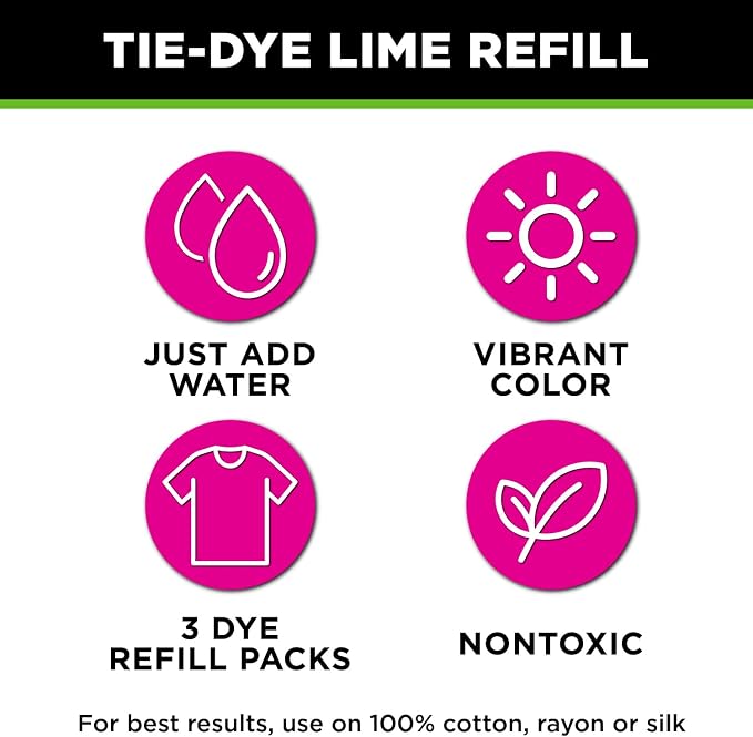 Tulip One-Step Tie-Dye Kit, 3 Fabric Dye Refill Packs, Lime Green - Image 3