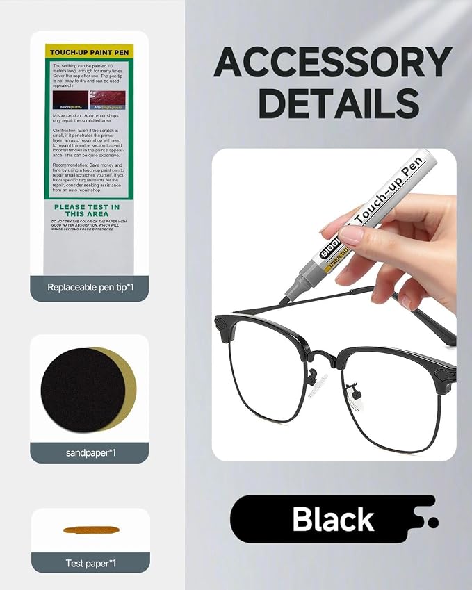 Matte Black Eyeglass Frame Touch Up Paint Pen, All-in-One Touch Up Kit - Image 7