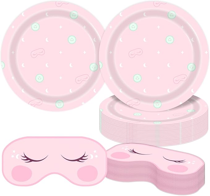 40Pcs Spa Party Decorations Sleepover Plates and Napkins Set by CRINSLY