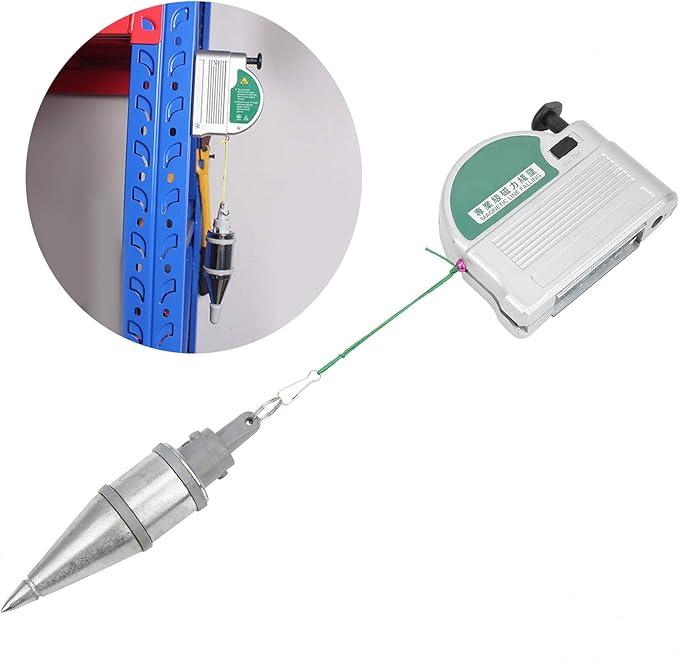 Plumb Bob, Alloy Steel Vertical Measuring Tool, Plumb Bob with Magnetic Recoil Cord Box for Woodworking (6 Meters)