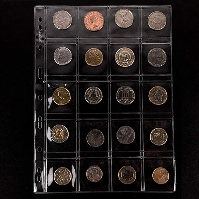 Coin Collecting Pages 5 Sheets 20 Pockets Standard 9Hole Coin Pocket Inserts - Image 4