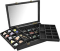 MOOCA Tempered Glass Jewelry Box Organizer, Two-Layer Jewelry Display Case by Mooca