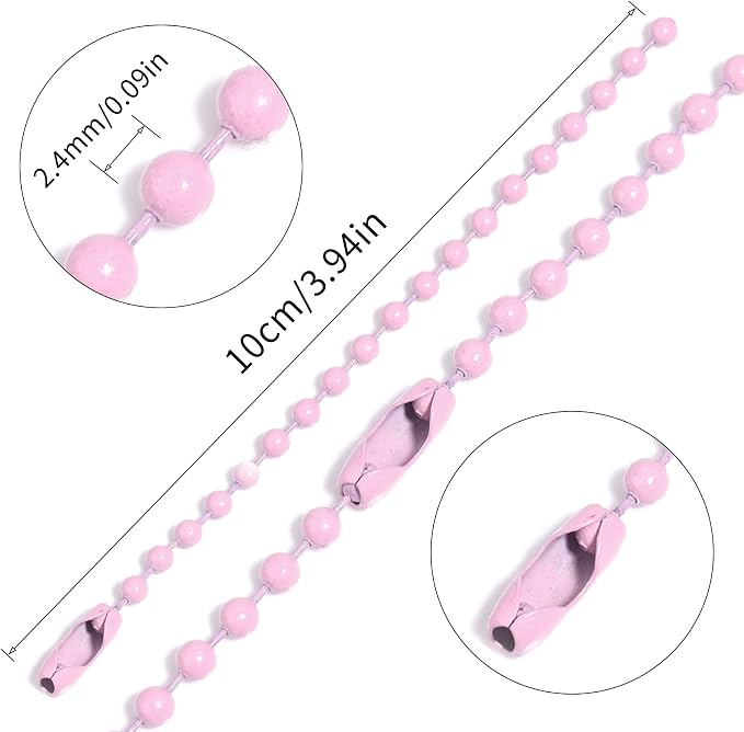 Lemonkey 100Pcs Ball Beads Chains Bulk, 4 Inch Dog Tag Metal Small Chains - Image 2