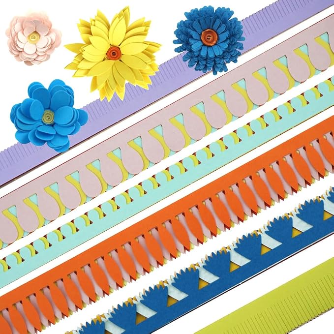 FAZHBARY Quilling Paper Flowers Kit Colorful 6 Set Petal Paper Quilling Strips - Image 4