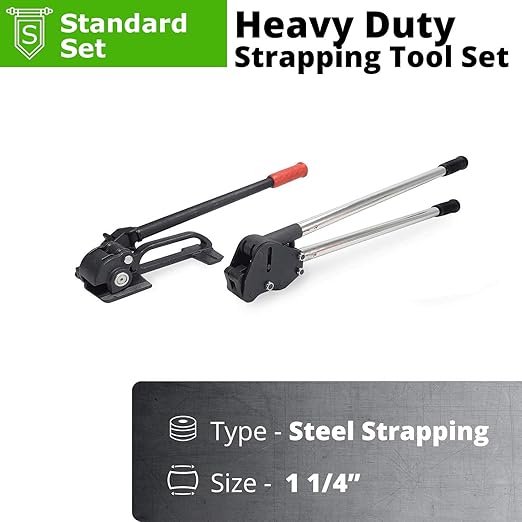 IDL Packaging Strapping Tool Set for 1 1/4" Steel Strapping – Heavy-Duty Tensioner & Sealeк for Metal Banding – Packaging Strapping Tool Kit to Secure Heavy Packages