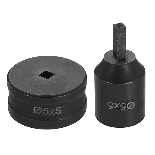 HARFINGTON Hydraulic Hole Punch Die 5x5mm Square Hole 40Cr Steel Electric Punching Kit for CH70 Electric Punching Machine, Black
