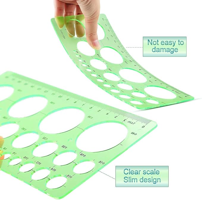 Angrox Geometric Drawings Templates Measuring Geometry Rulers 15 Pcs - Image 3
