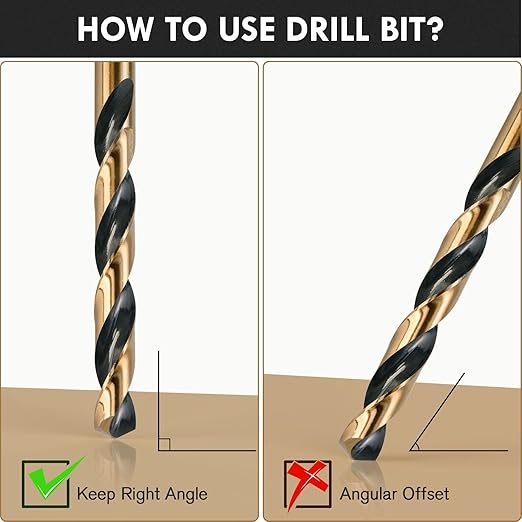 Drill Bit Set, 29Pcs High Speed Steel Bits with Black and Gold Finish for Hardened Metals, Cast Iron and Wooden Plastics, with Metal Index Storage Box, 1/16"-1/2"