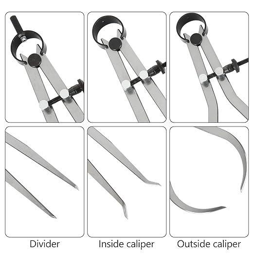 Acrux7 3Pcs 8 Inch Long Spring Caliper Set, Carbon Steel Outside Divider Caliper Compass, Calipers Measuring Tool for Wood Turning Lathe Projects