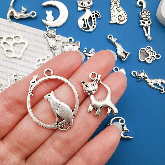 WOCRAFT 120pcs Antique Silver Cat Charm - Image 5