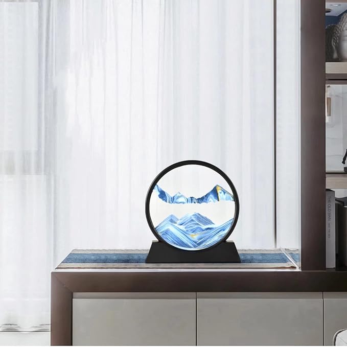 BGFJYUK Moving Sand Art Picture in Motion, Round Tempered Glass 3D Deep Sea - Image 8
