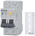 Ground Fault Circuit Breaker, 25 Amp 120V AC DIN Rail Mount Residual Current Circuit Breaker, Thermal-Magnetic Trip, Earth-Leakage Protection 30mA 1PN RCBO C25