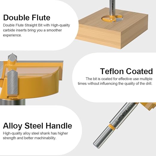 FIVEPEARS 1-3/4 inch Carbide Tipped Forstner Bit, 3/8 inch Shank, 2 Count, Hole Opener Hinge Hole Cutter for Woodworking, Plastic, Plywood Products
