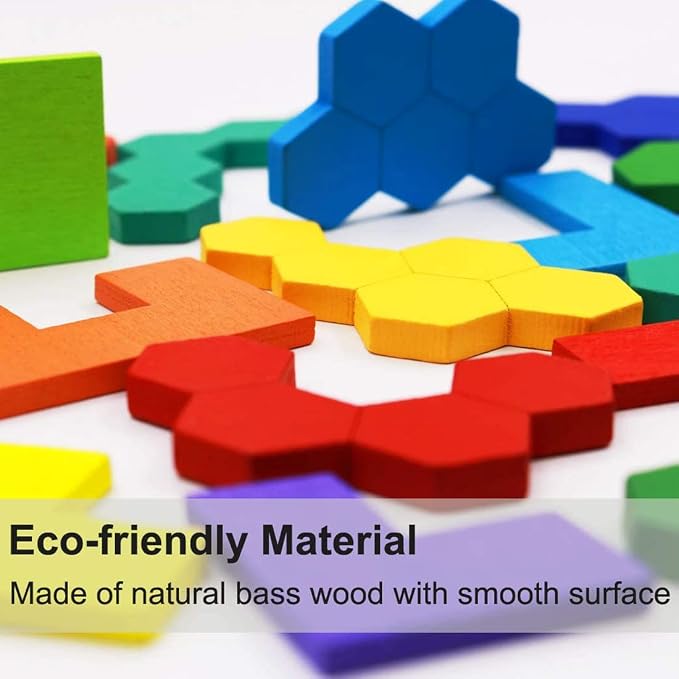2 Pack Wooden Russian Blocks Puzzle + Hexagon Puzzles - Image 2