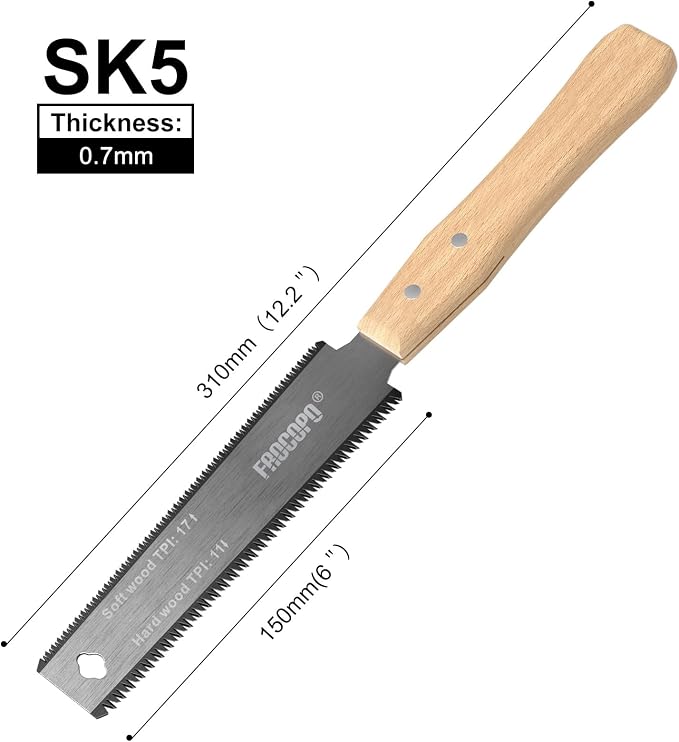 Frocopo Hand Saw Woodworking Tools, 6-Inch Pull Saw, Flexible Double-Edge Blade - Image 2