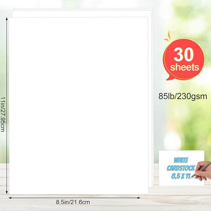 White Cardstock 8.5 x 11, 230gsm Cover Cardstock Paper, 85 Lb Heavy Card Stock - Image 2