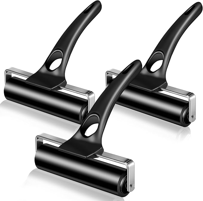 Frienda 3 Pack 4.7 Inch Rubber Brayer Rollers, Hard Rubber Rollers Tool by Frienda