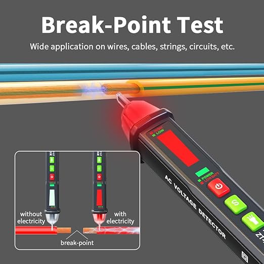 Non Contact Voltage Detector Electrical Tester Pen Voltage Tester 12V-1000V Dual Sensitivity LED Alert Reliable Wire Power Tester Buzzer Alarm Wire Breakpoint Finder