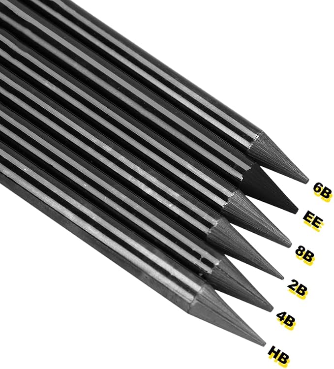 SIQITECHNO 6Pcs Woodless Graphite Pencils HB 2B 4B 6B 8B EE Drawing Sketching - Image 3