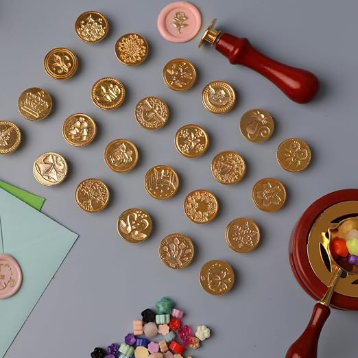 24 Pcs Wax Seal Stamp Kit, Vintage Classic Brass Wax Stamp Seal Head - Image 6