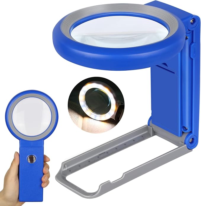 Magnifying Glass with Light and Stand, Foldable Handheld Magnifying Glass 18 by KIBTOY