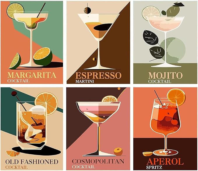 6 Pack Cocktail Cross Stitch Kits by Unknown